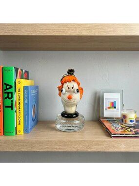 Vintage Alfredo Barbini Murano Glass Clown Paperweight 1950s Italian Art Bust Fi